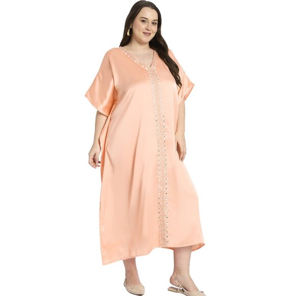 Gypsie Blu Women Summer Caftan Dress Plus Size Embroidery Maxi Dresses for Party - Picture 2 of 6